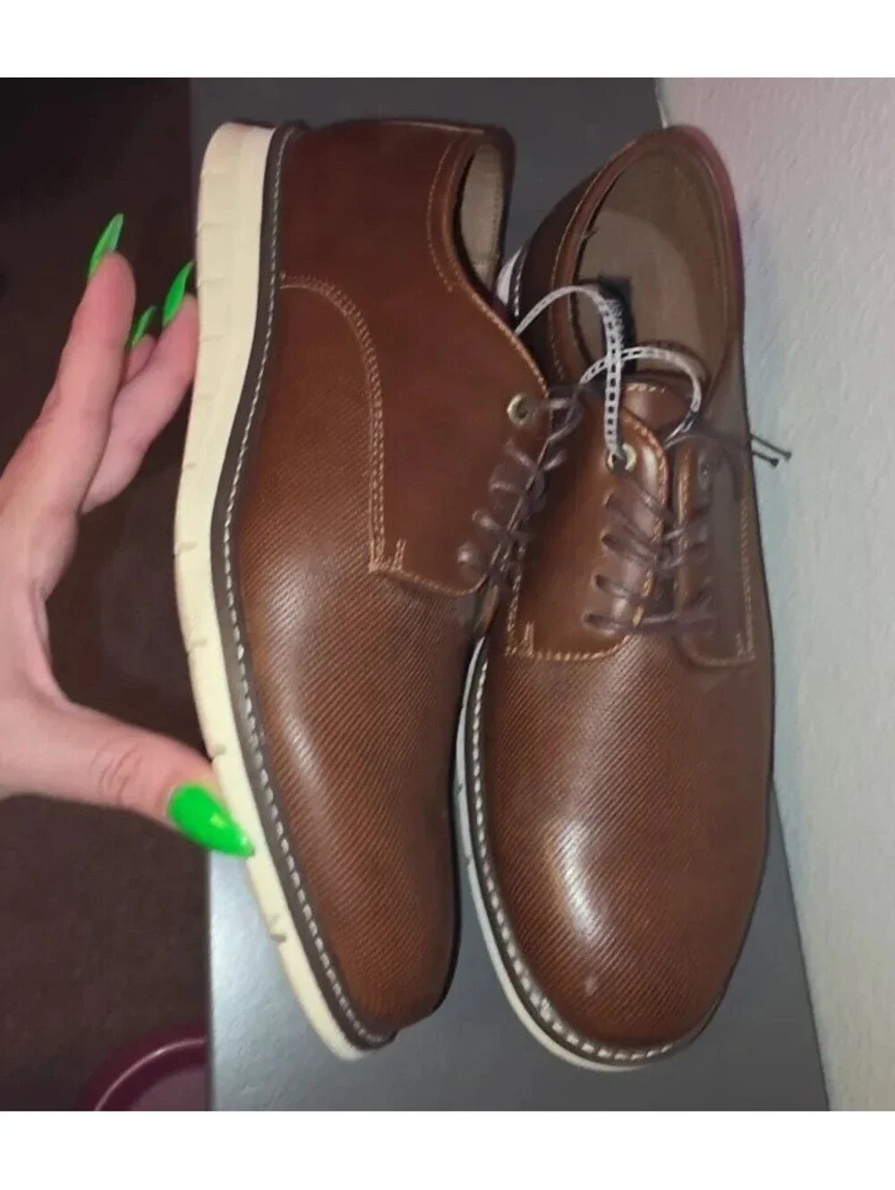 PARKER & SKY MEN'S BROWN PERFORATED OXFORD SNEAKERS CASUAL DRESS SHOES SIZE 10